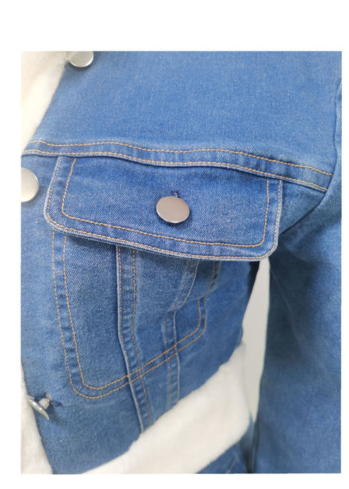 Denim Skirt Plush Denim Two-piece Suit - ROUTINE FASHION
